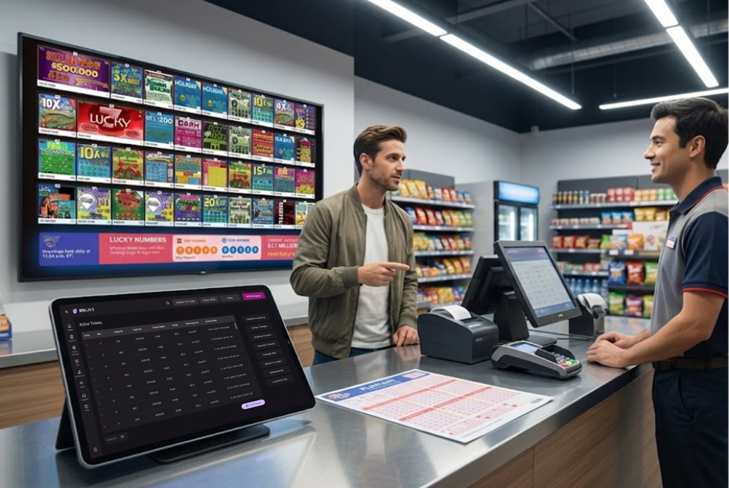 Lottery displays synced with inventory in real time