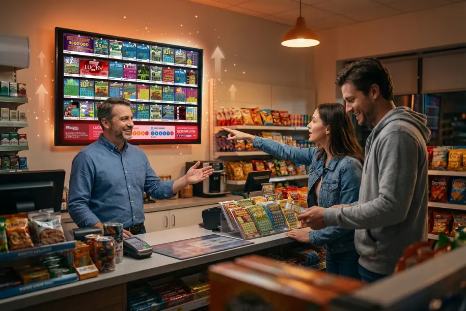 Lottery counter display improving ticket visibility