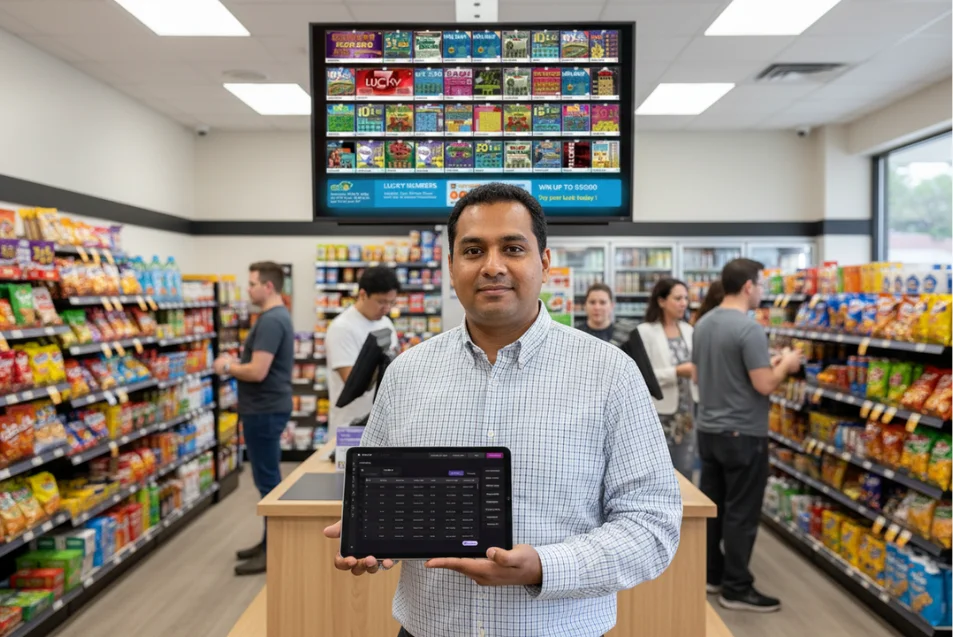 Integrated lottery software and displays boost sales cycle