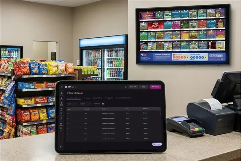 Smart lottery tracking system connected to digital ticket display