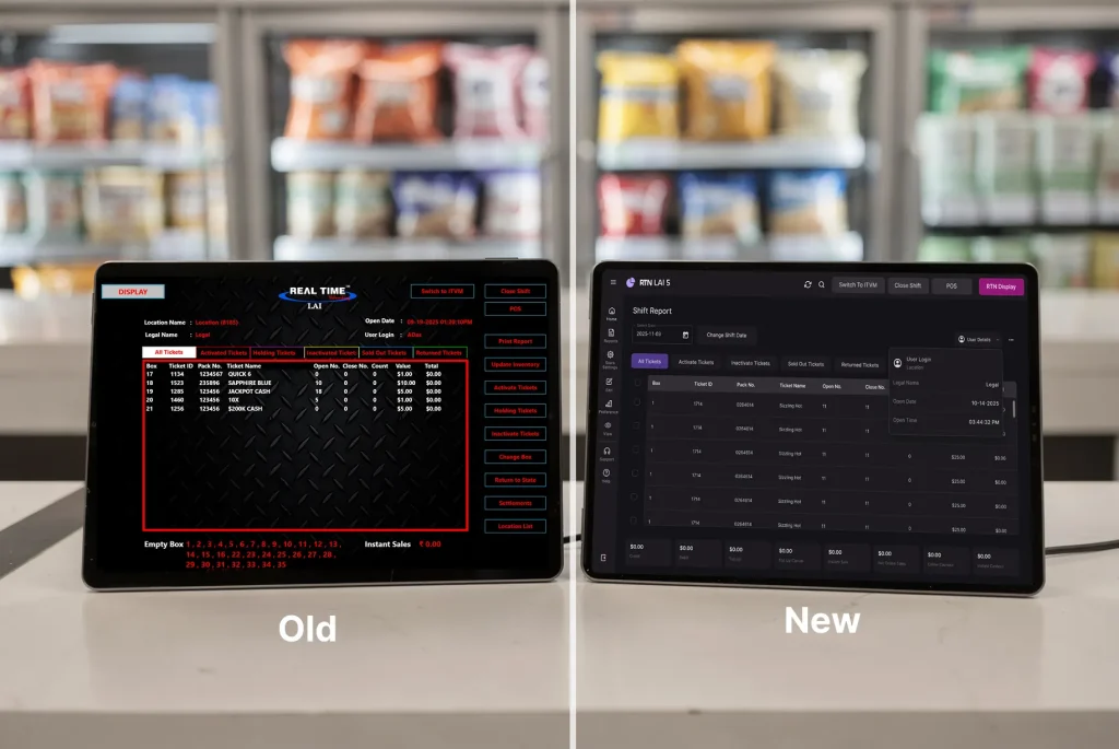 Old dashboard layout compared with the new RTN LAI 5 interface